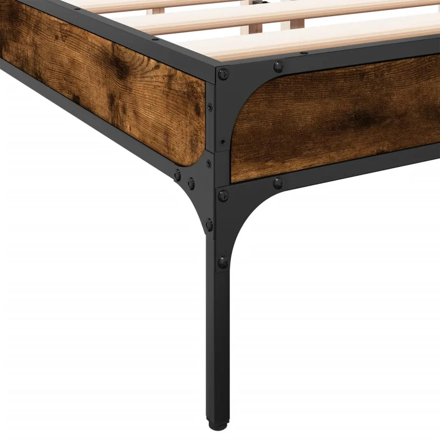 Cadre de lit sans matelas chêne fumé 120x200 cm - 7