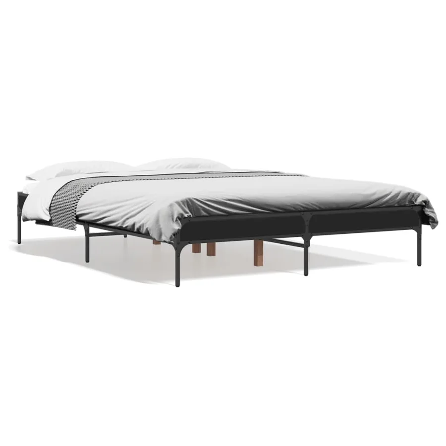 Cadre de lit sans matelas noir 120x200 cm - 2