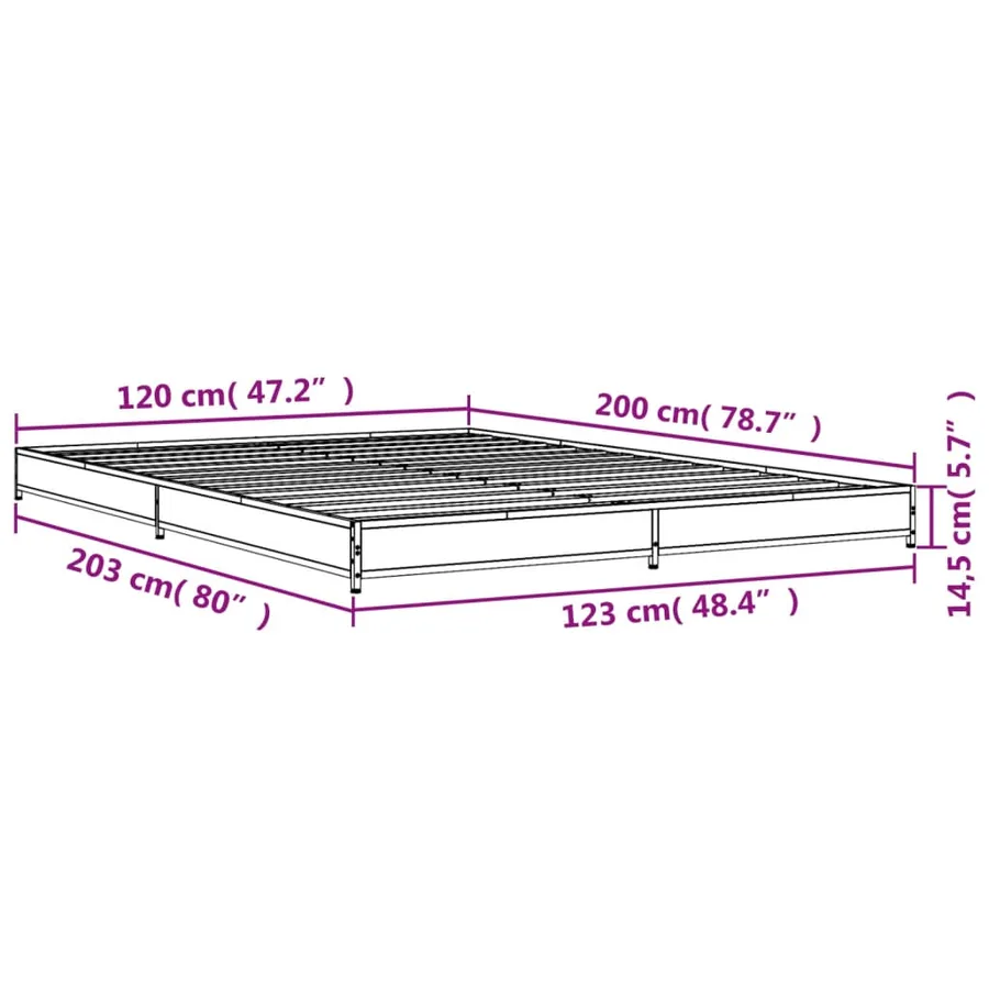 Cadre de lit sans matelas chêne fumé 120x200 cm - 9