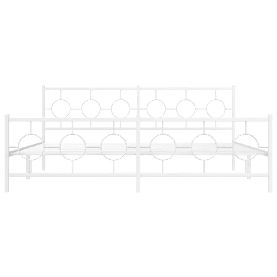 Cadre de lit métal sans matelas et pied de lit blanc 200x200 cm - 5