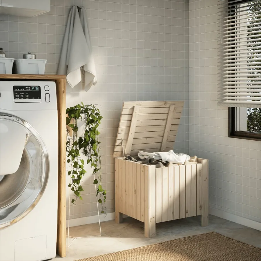 Boîte de rangement avec couvercle RANA bois massif de pin - 3