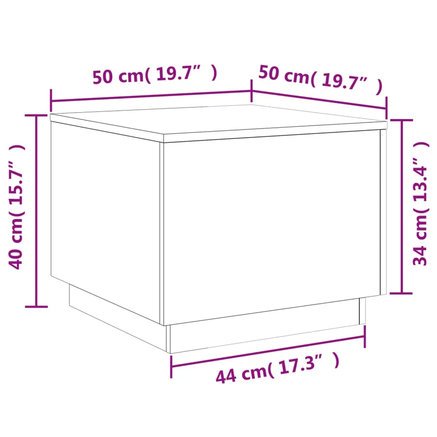 Table basse avec lumières LED blanc 50x50x40 cm - 16