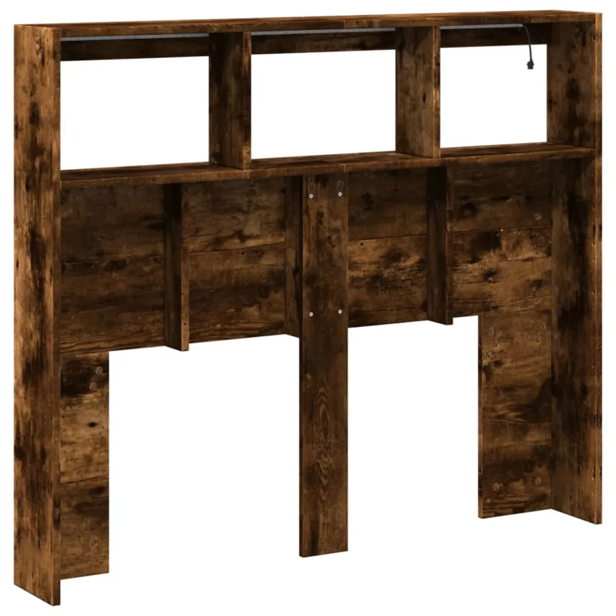 Armoire tête de lit avec LED chêne fumé 120x17x102 cm - 8