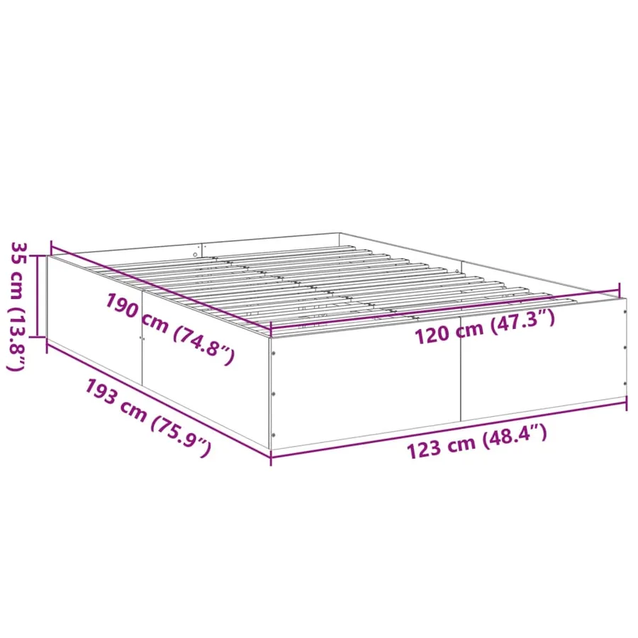 Cadre de lit sans matelas noir 120x190 cm - 10