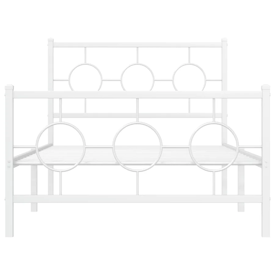 Cadre de lit métal sans matelas et pied de lit blanc 100x190 cm - 5