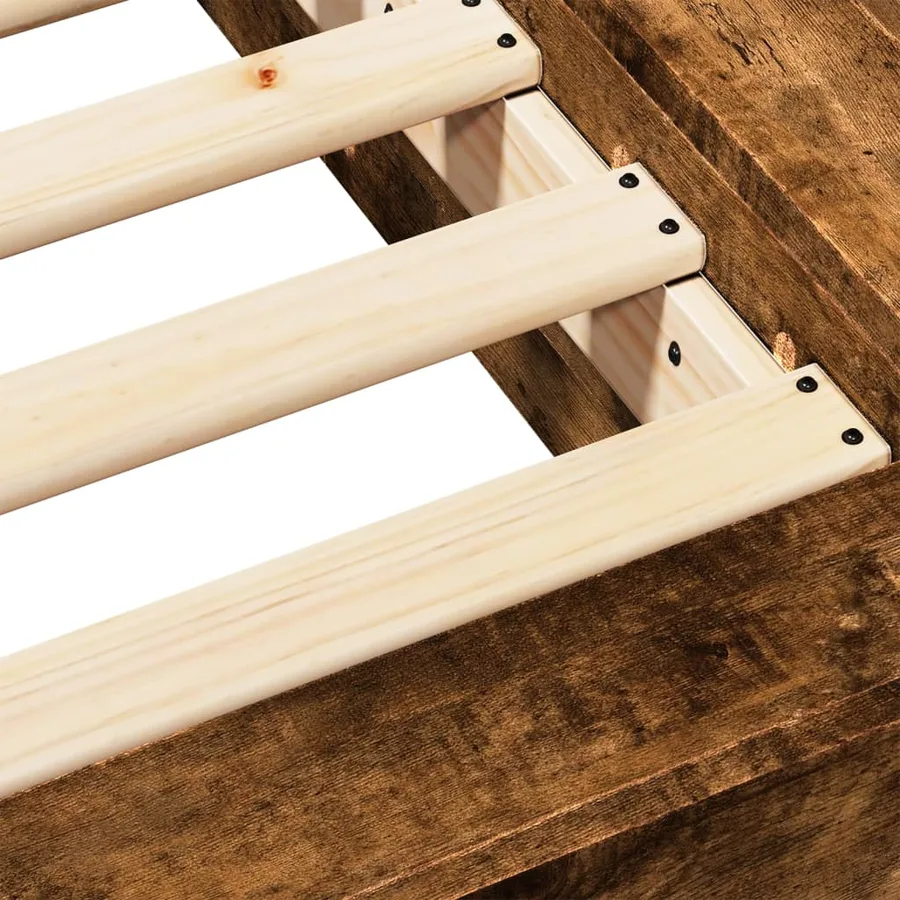 Cadre de lit sans matelas chêne fumé 75x190 cm - 8