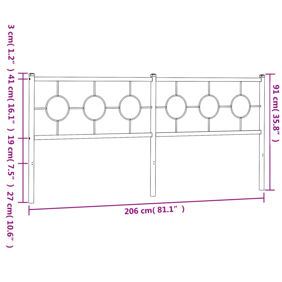 Tête de lit de remplacement métal noir 200 cm - 7