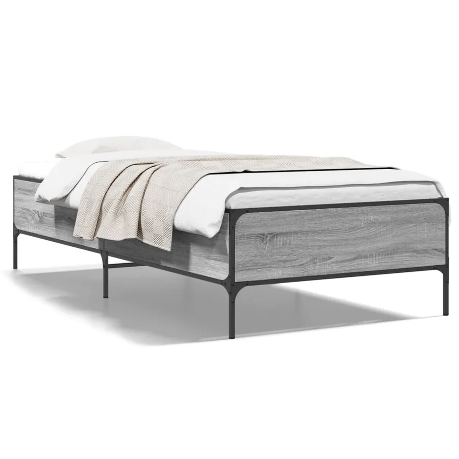 Cadre de lit sans matelas sonoma gris 90x200 cm - 2