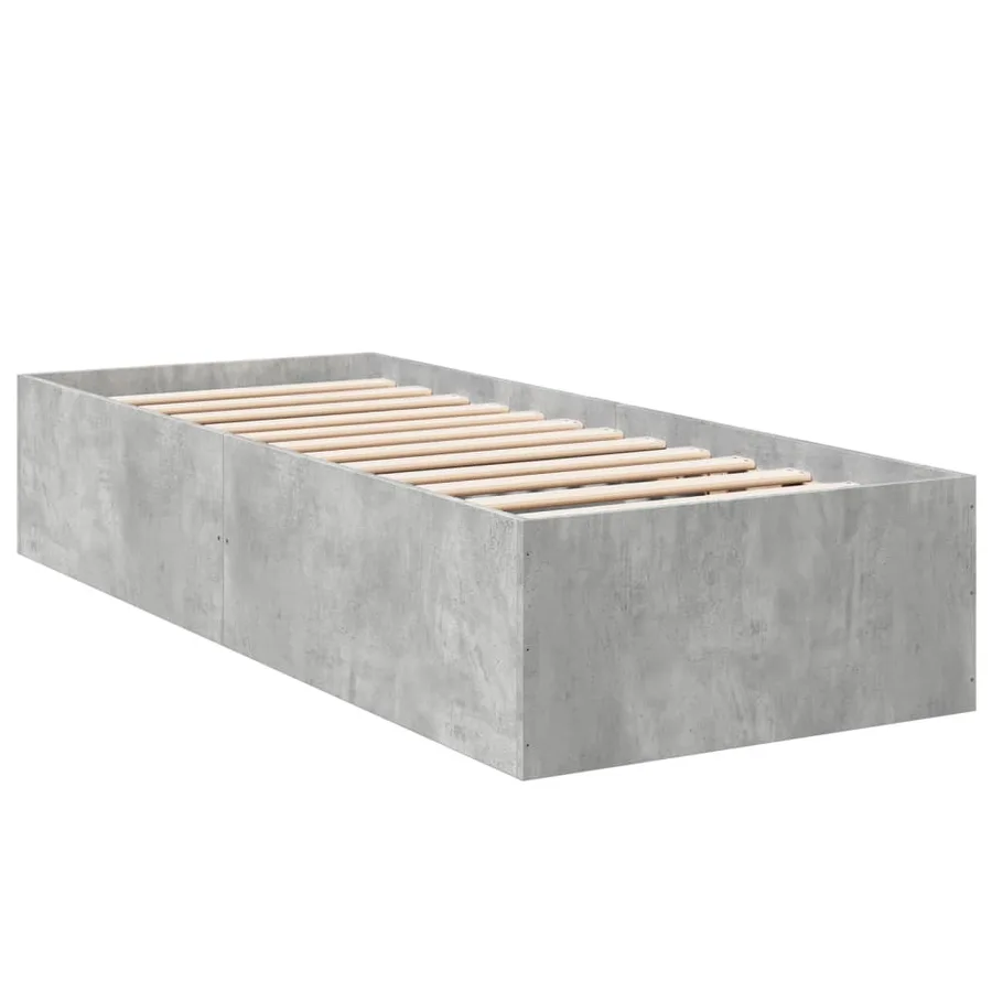 Cadre de lit sans matelas gris béton 75x190 cm - 3
