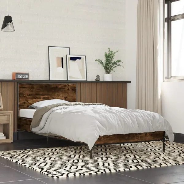 Cadre de lit sans matelas chêne fumé 90x190 cm