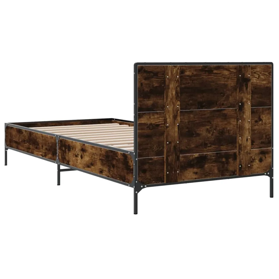 Cadre de lit sans matelas chêne fumé 90x190 cm - 6