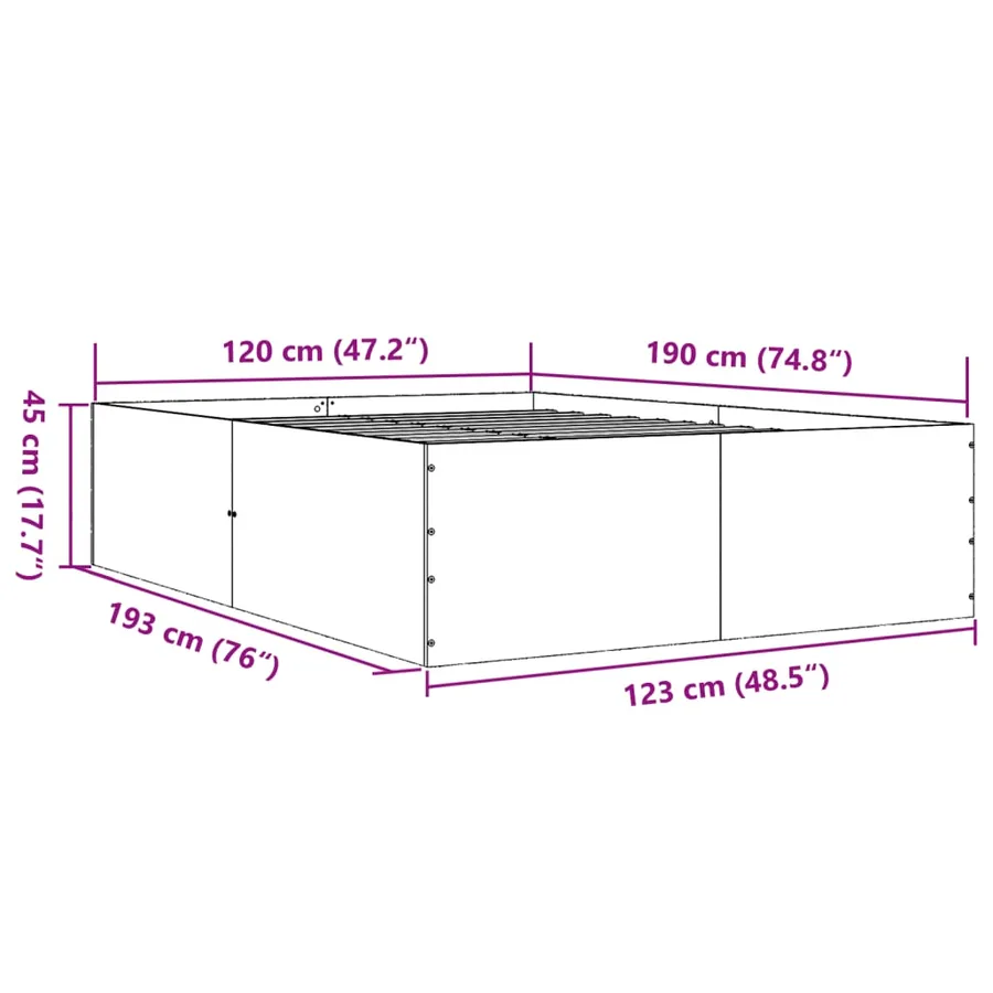 Cadre de lit sans matelas gris béton 120x190 cm - 10