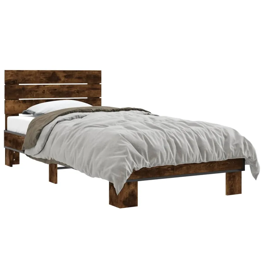 Cadre de lit sans matelas chêne fumé 90x200 cm - 2