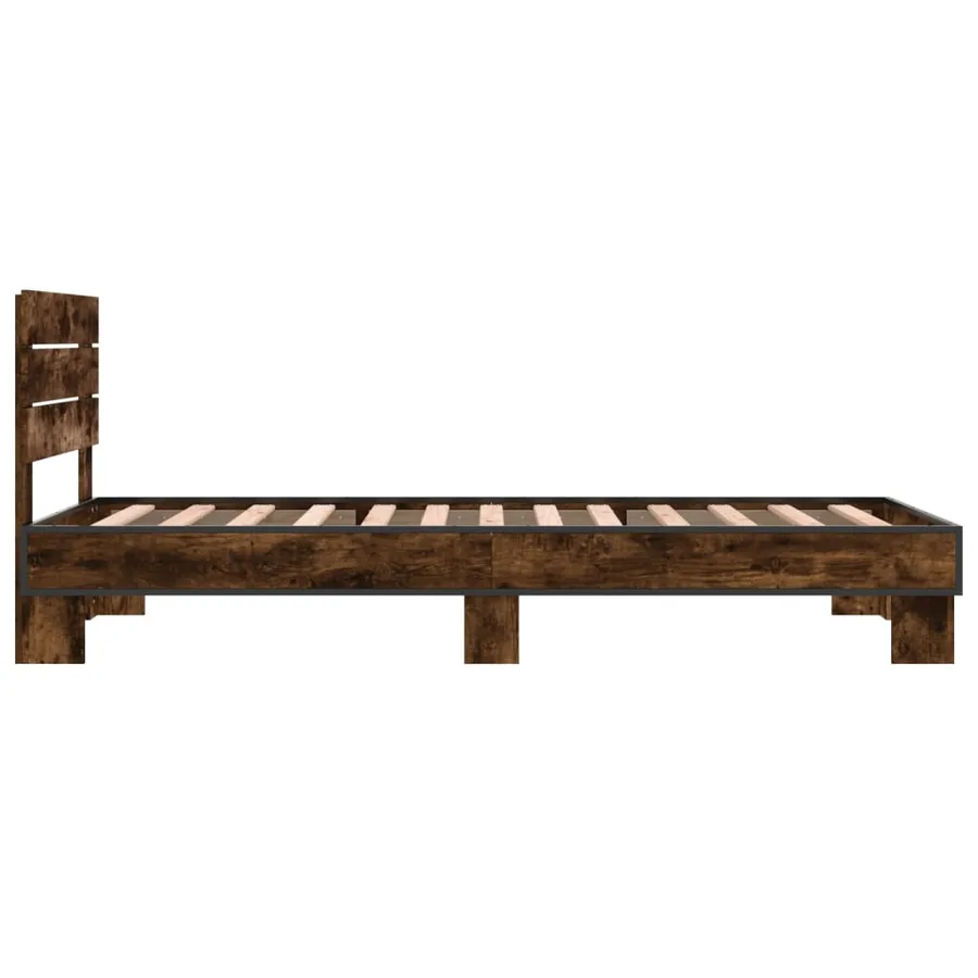 Cadre de lit sans matelas chêne fumé 90x200 cm - 5