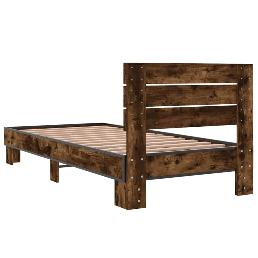 Cadre de lit sans matelas chêne fumé 90x200 cm - 6