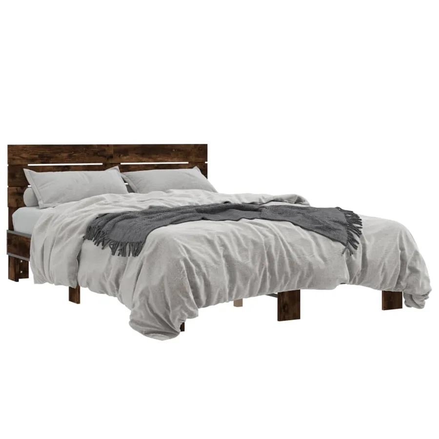 Cadre de lit sans matelas chêne fumé 140x200 cm - 2