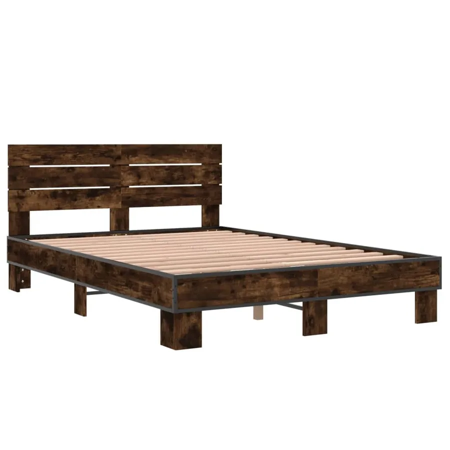 Cadre de lit sans matelas chêne fumé 140x200 cm - 3