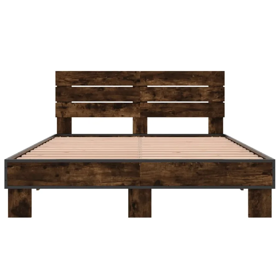 Cadre de lit sans matelas chêne fumé 140x200 cm - 4