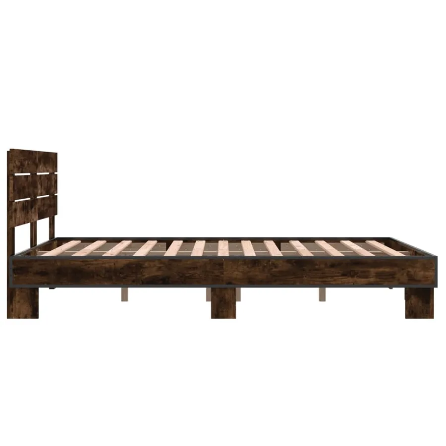 Cadre de lit sans matelas chêne fumé 140x200 cm - 5