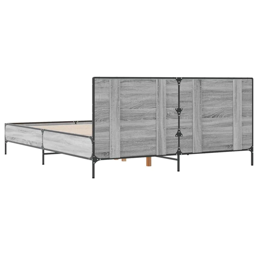 Cadre de lit sans matelas sonoma gris 135x190 cm - 6
