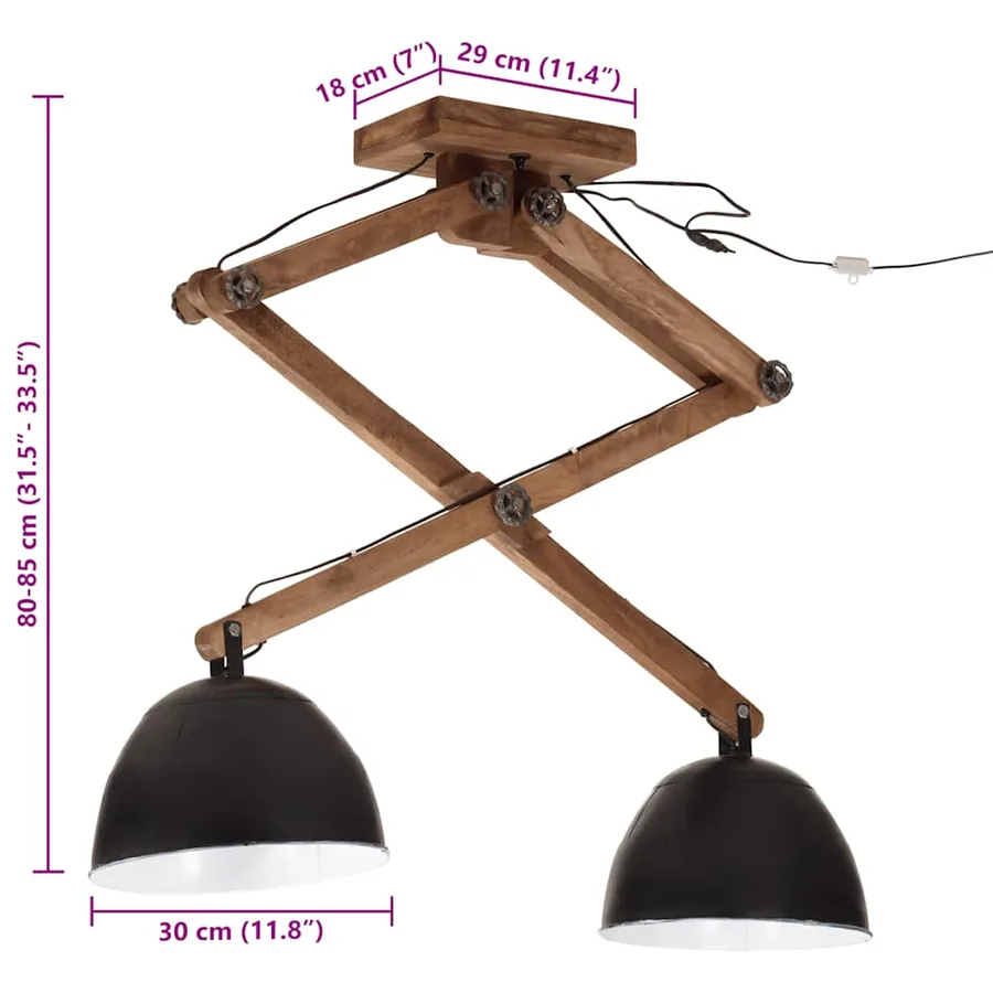 Plafonnier 25 W noir 29x18x85 cm E27 - 8