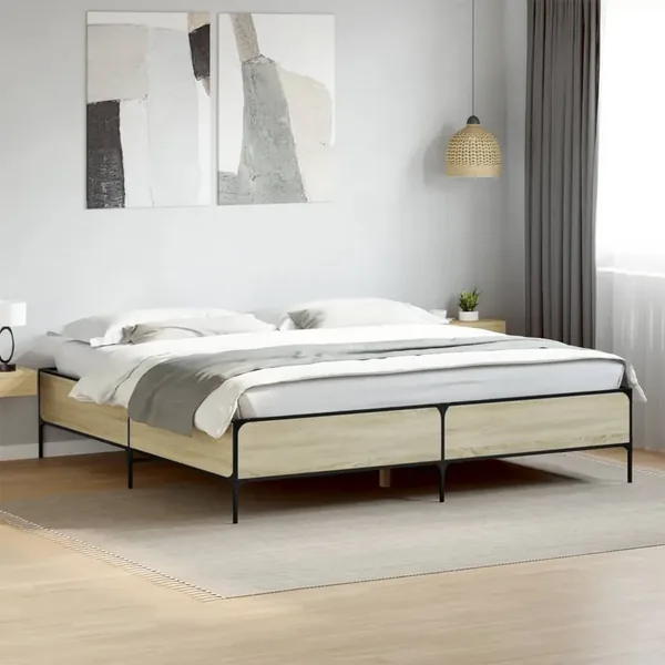 Cadre de lit sans matelas chêne sonoma 200x200 cm