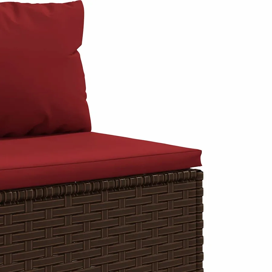 Salon de jardin 4 pcs avec coussins Marron Résine tressée - 5