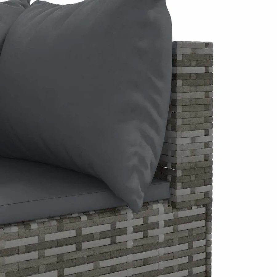 Salon de jardin 9 pcs avec coussins Gris Résine tressée - 9