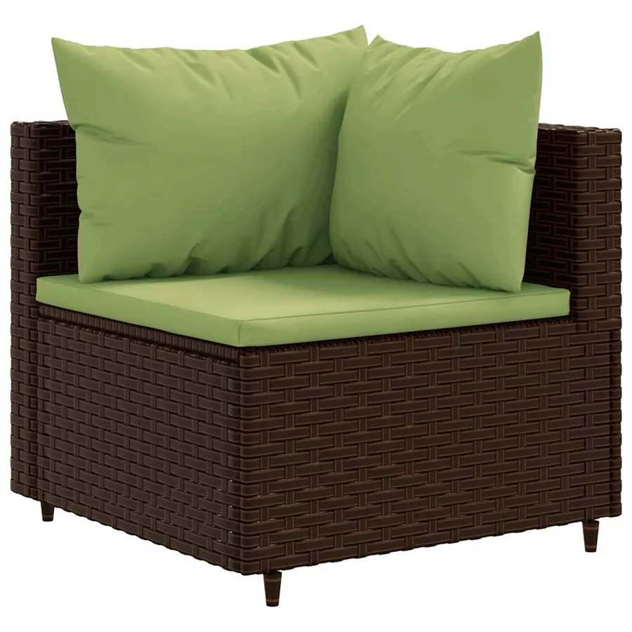 Salon de jardin avec coussins 7 pcs marron résine tressée - 3