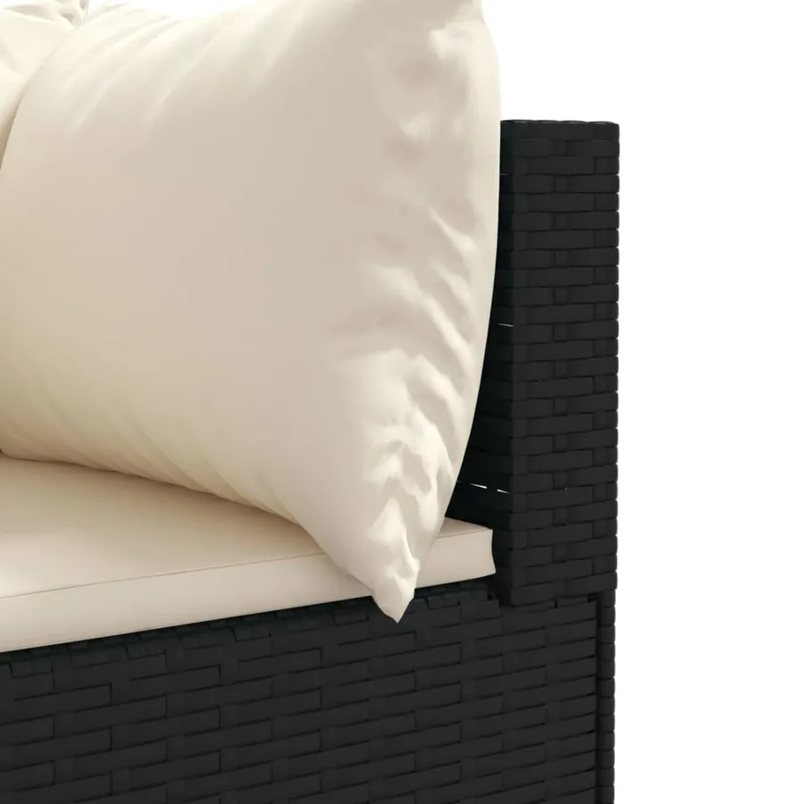Salon de jardin 5 pcs avec coussins Noir Résine tressée - 8