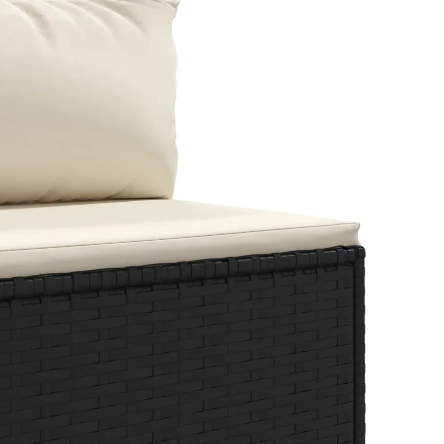 Salon de jardin 6 pcs avec coussins Noir Résine tressée - 9