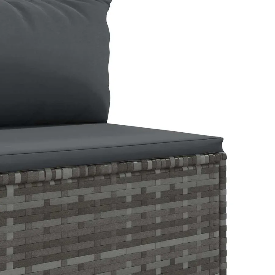 Salon de jardin 6 pcs avec coussins Gris Résine tressée - 7