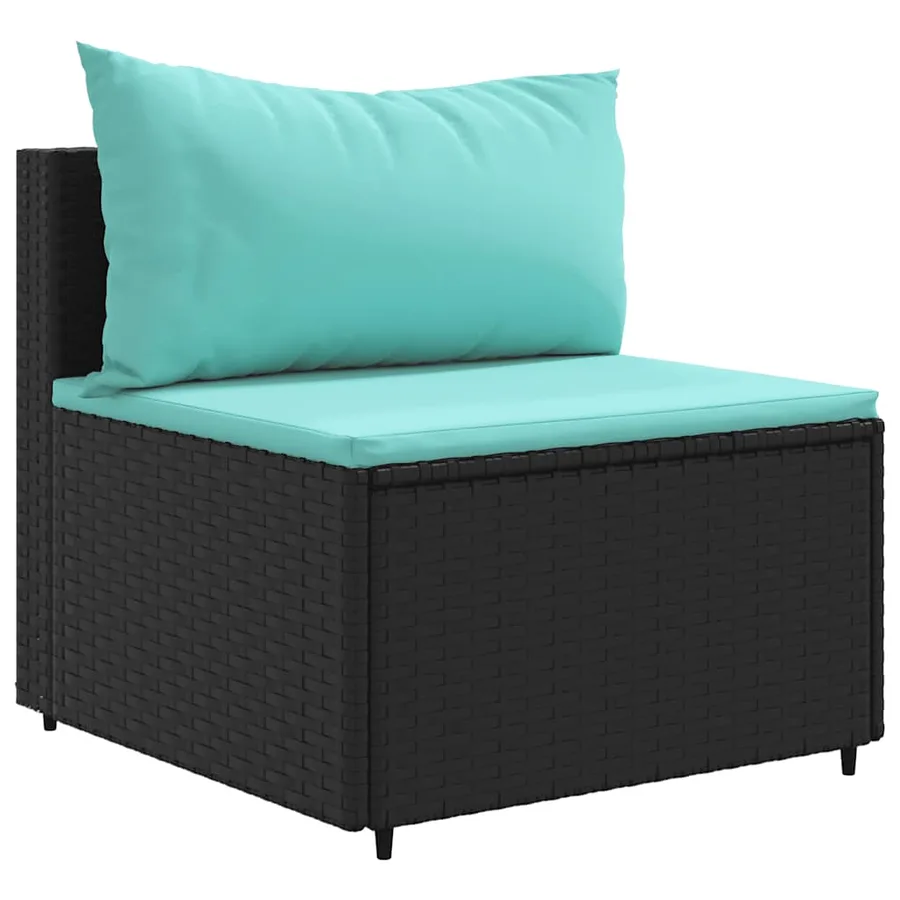 Salon de jardin 7 pcs avec coussins Noir Résine tressée 63 x 63 x 57,5 cm - 49,9 kg - 3