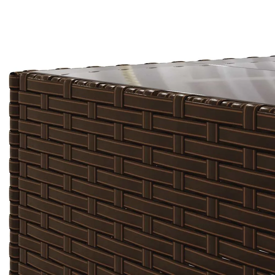 Salon de jardin 5 pcs avec coussins Marron Résine tressée - 8