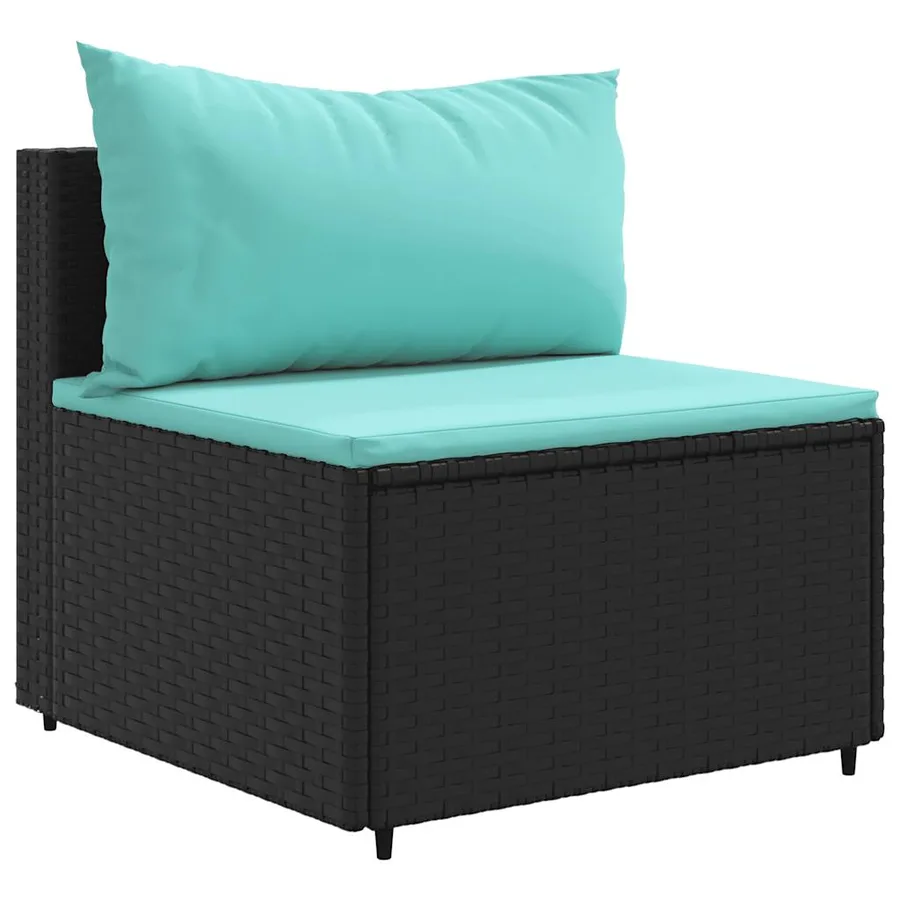 Salon de jardin 6 pcs avec coussins Noir Résine tressée - 4