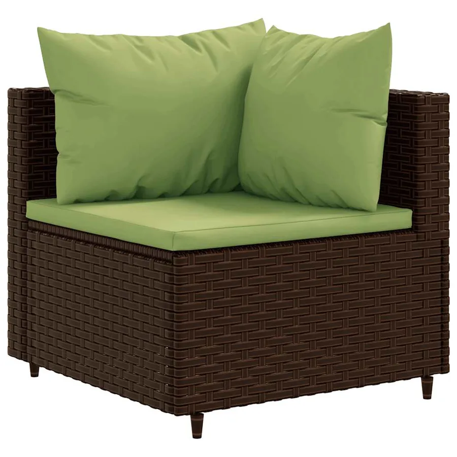 Salon de jardin 4 pcs avec coussins Marron Résine tressée - 5