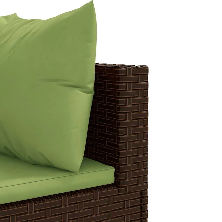 Salon de jardin 5 pcs avec coussins Marron Résine tressée - 6