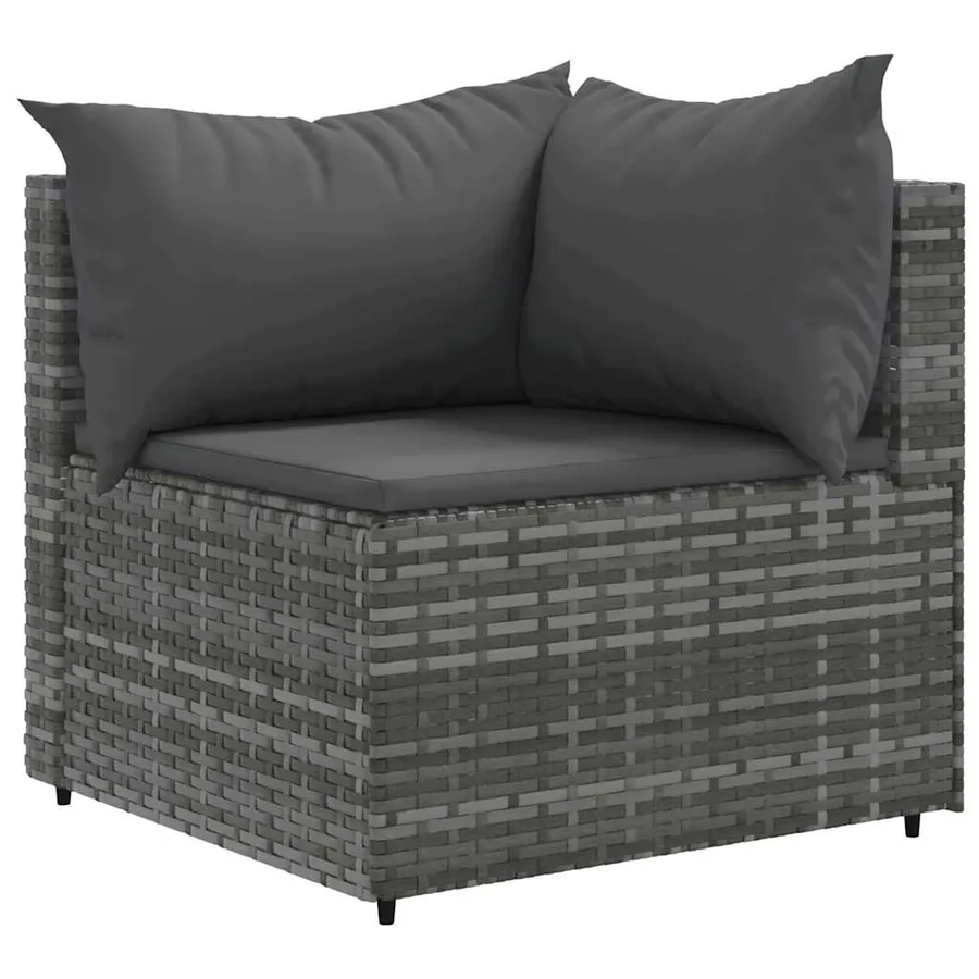Salon de jardin 5 pcs avec coussins Gris Résine tressée - 3