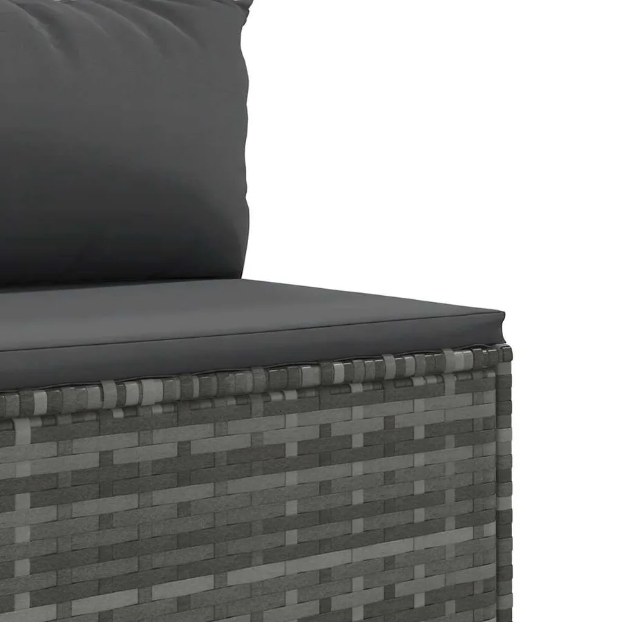 Salon de jardin 5 pcs avec coussins Gris Résine tressée - 7