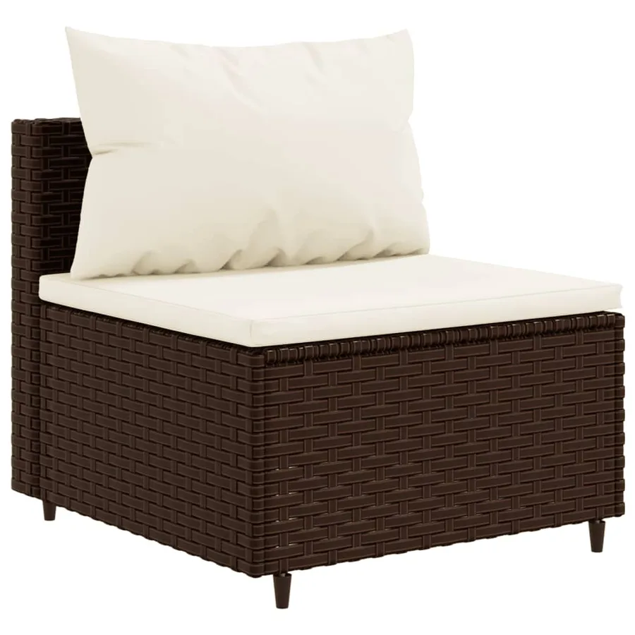 Salon de jardin avec coussins 9 pcs marron résine tressée - 4