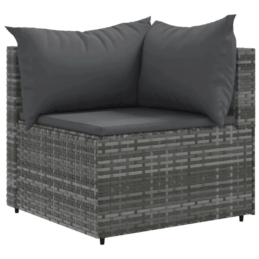Salon de jardin 10 pcs avec coussins Gris Résine tressée - 3