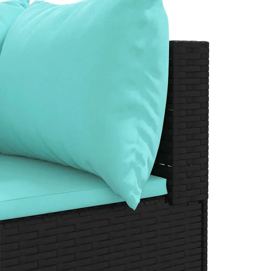 Salon de jardin 8 pcs avec coussins noir résine tressée - 9