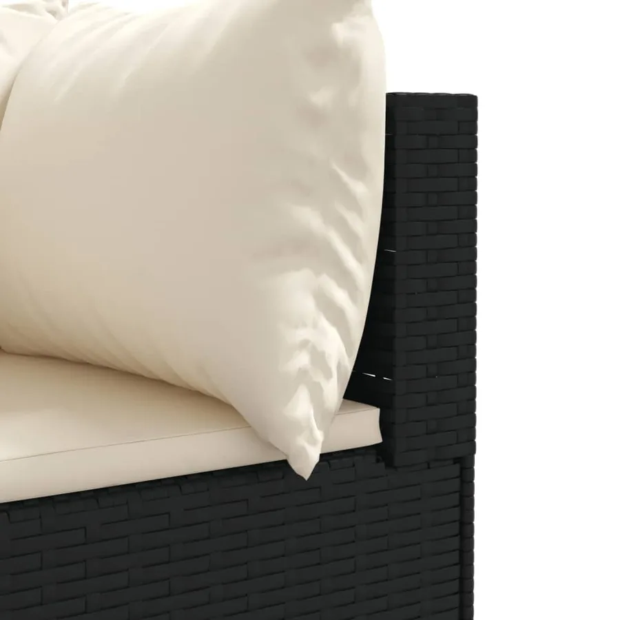 Salon de jardin 10 pcs avec coussins noir résine tressée - 7