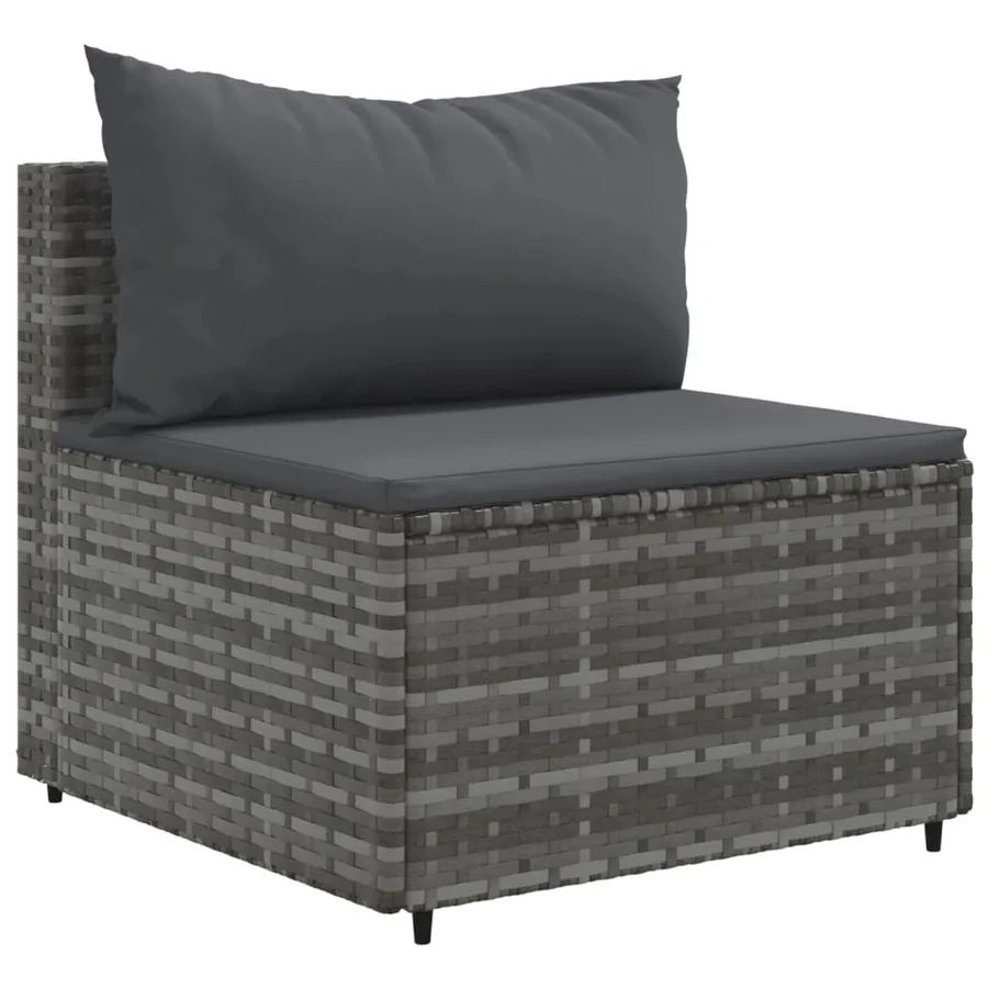 Salon de jardin avec coussins 10 pcs gris résine tressée - 4