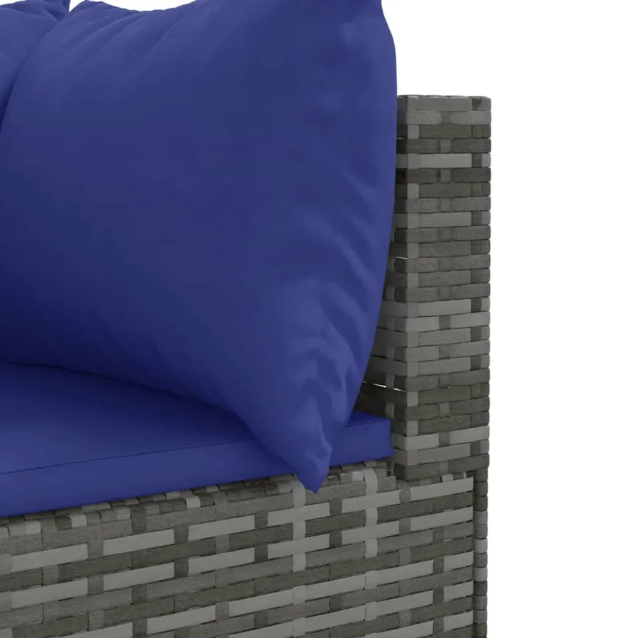 Salon de jardin avec coussins 10 pcs gris résine tressée - 7