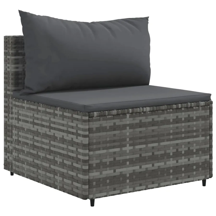 Salon de jardin 11 pcs avec coussins gris résine tressée - 4