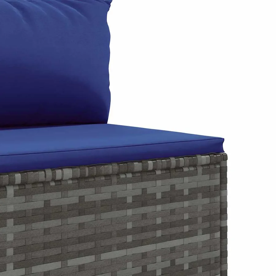 Salon de jardin 6 pcs avec coussins gris résine tressée - 8