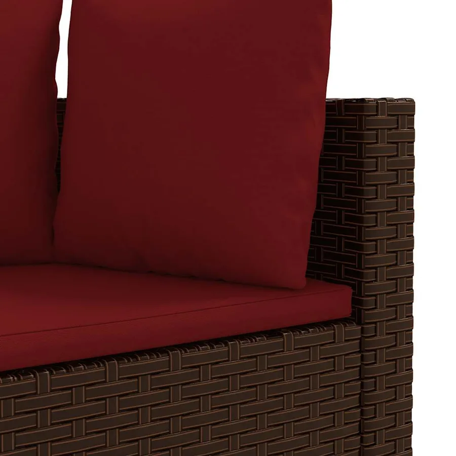 Salon de jardin 4 pcs avec coussins marron résine tressée - 5