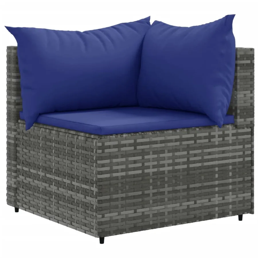 Salon de jardin 11 pcs avec coussins gris résine tressée - 3
