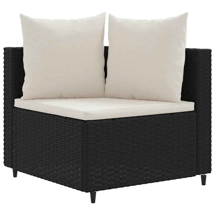 Salon de jardin 5 pcs avec coussins noir résine tressée - 3